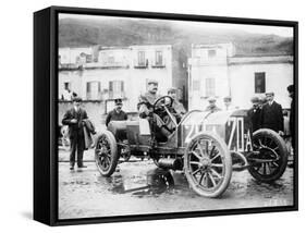 Vincenzo Lancia Taking Part in the Targa Florio Race, Sicily, April 1907-null-Framed Stretched Canvas