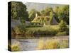Vine-Covered Stone Cottage Near River Conwy-Richard Klune-Stretched Canvas
