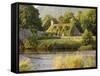 Vine-Covered Stone Cottage Near River Conwy-Richard Klune-Framed Stretched Canvas