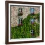 Vine covered stone house and windows, Quebec City, Quebec, Canada-null-Framed Photographic Print