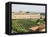 Vineyard and Monastery, Olite, Navarra, Euskadi, Spain-Christian Kober-Framed Stretched Canvas