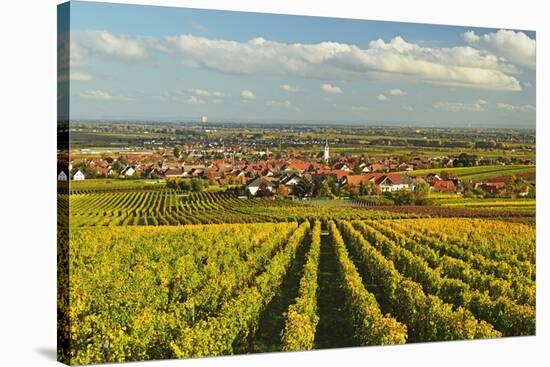Vineyard Landscape and Maikammer Village, German Wine Route, Rhineland-Palatinate, Germany, Europe-Jochen Schlenker-Stretched Canvas
