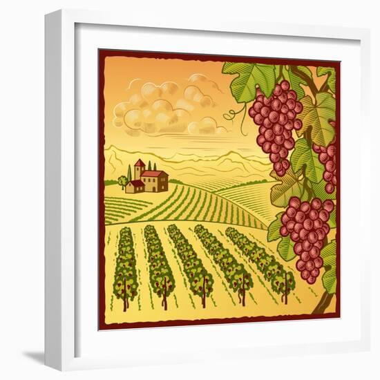 Vineyard Landscape-Oleg Iatsun-Framed Art Print