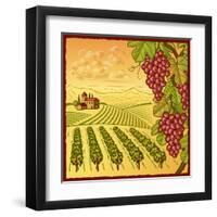 Vineyard Landscape-Oleg Iatsun-Framed Art Print