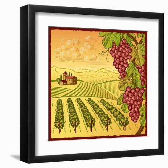 Vineyard Landscape-Oleg Iatsun-Framed Art Print