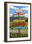 Vineyard Signpost-Lantern Press-Framed Art Print