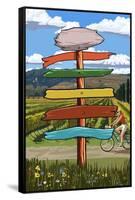 Vineyard Signpost-Lantern Press-Framed Stretched Canvas