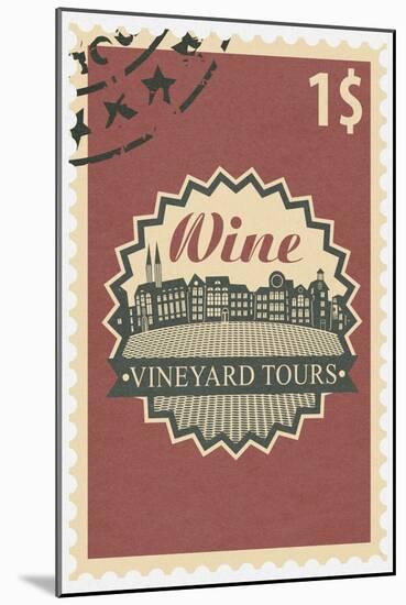 Vineyard Tours Stamp-Lantern Press-Mounted Art Print