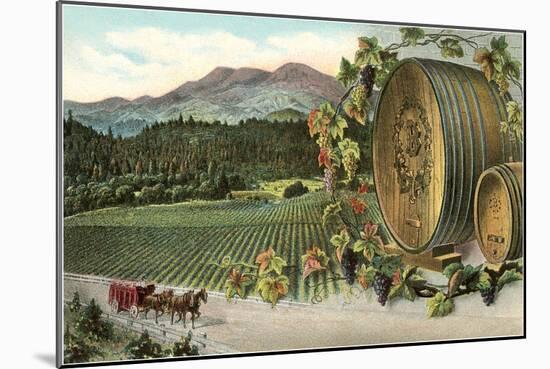 Vineyard with Horse-Drawn Cart-null-Mounted Art Print
