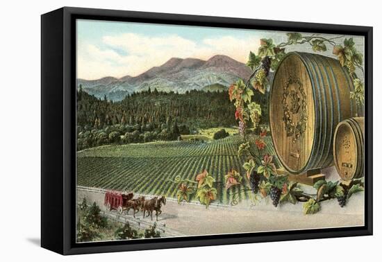 Vineyard with Horse-Drawn Cart-null-Framed Stretched Canvas
