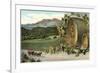 Vineyard with Horse-Drawn Cart-null-Framed Premium Giclee Print