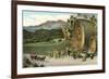 Vineyard with Horse-Drawn Cart-null-Framed Premium Giclee Print