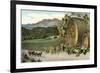 Vineyard with Horse-Drawn Cart-null-Framed Premium Giclee Print