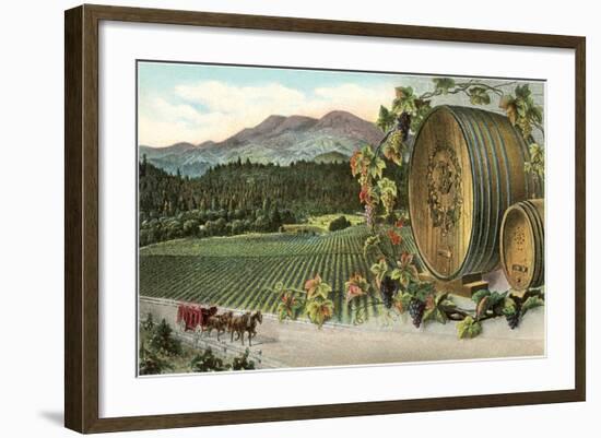 Vineyard with Horse-Drawn Cart-null-Framed Art Print