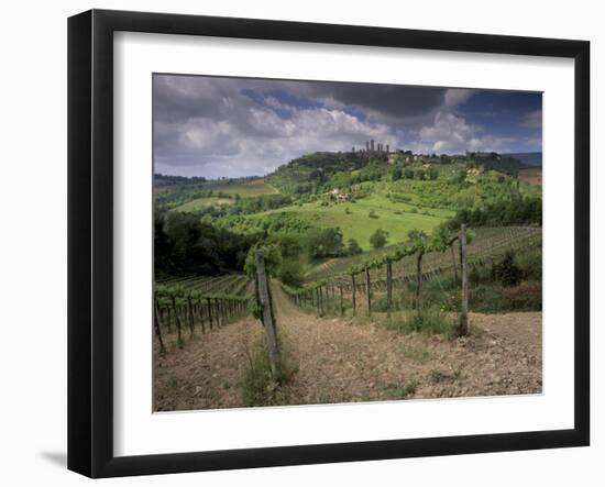 Vineyards and the Medivel Town of San Gimignano Delle Belle Torri, Tuscany, Italy-Patrick Dieudonne-Framed Photographic Print