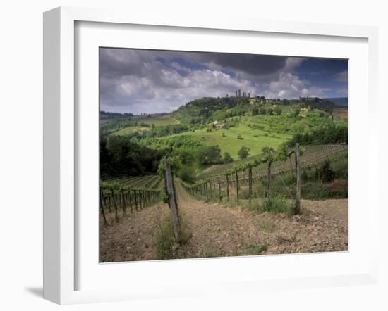 Vineyards and the Medivel Town of San Gimignano Delle Belle Torri, Tuscany, Italy-Patrick Dieudonne-Framed Photographic Print