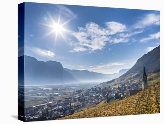 Vineyards and the Valley of the River Etsch. South Tyrol, Italy-Martin Zwick-Stretched Canvas