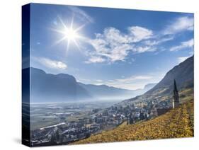 Vineyards and the Valley of the River Etsch. South Tyrol, Italy-Martin Zwick-Stretched Canvas