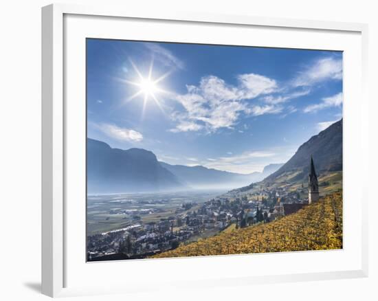 Vineyards and the Valley of the River Etsch. South Tyrol, Italy-Martin Zwick-Framed Photographic Print