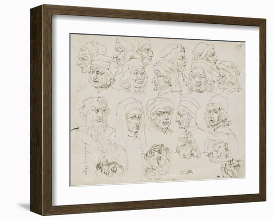 Vingt têtes d'artistes Italiens de la Renaissance-Nicolas Poussin-Framed Giclee Print