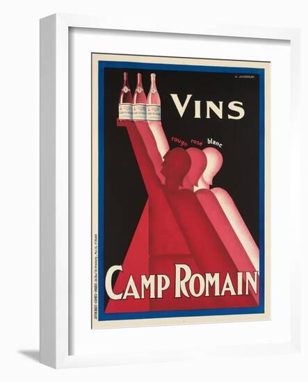 Vins Camp Romain'. Werbeplakat für Camp Romain Weine. Gedruckt von Affiches Camis, Paris-null-Framed Giclee Print