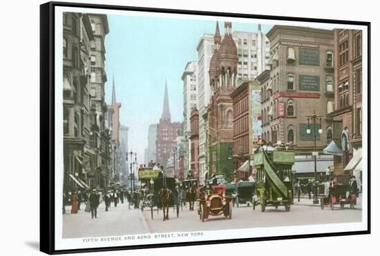 Vintage 5th Avenue and 42nd Street, New York City-null-Framed Stretched Canvas