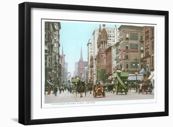 Vintage 5th Avenue and 42nd Street, New York City-null-Framed Art Print