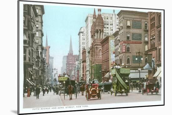 Vintage 5th Avenue and 42nd Street, New York City-null-Mounted Art Print