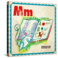 Vintage ABC- M-null-Stretched Canvas