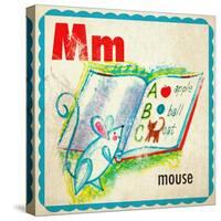 Vintage ABC- M-null-Stretched Canvas