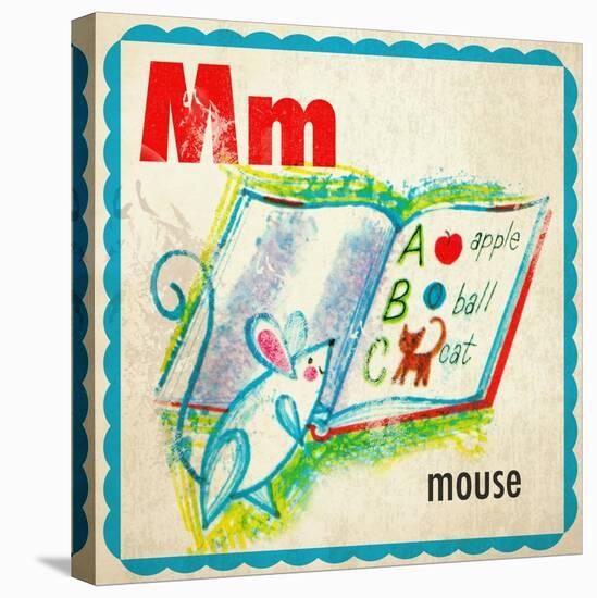 Vintage ABC- M-null-Stretched Canvas