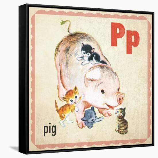 Vintage ABC- P-null-Framed Stretched Canvas