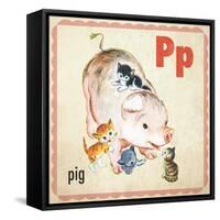 Vintage ABC- P-null-Framed Stretched Canvas