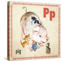 Vintage ABC- P-null-Stretched Canvas