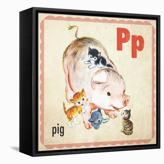 Vintage ABC- P-null-Framed Stretched Canvas
