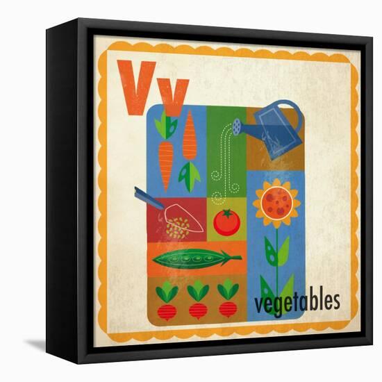 Vintage ABC- V-null-Framed Stretched Canvas