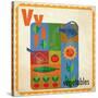 Vintage ABC- V-null-Stretched Canvas