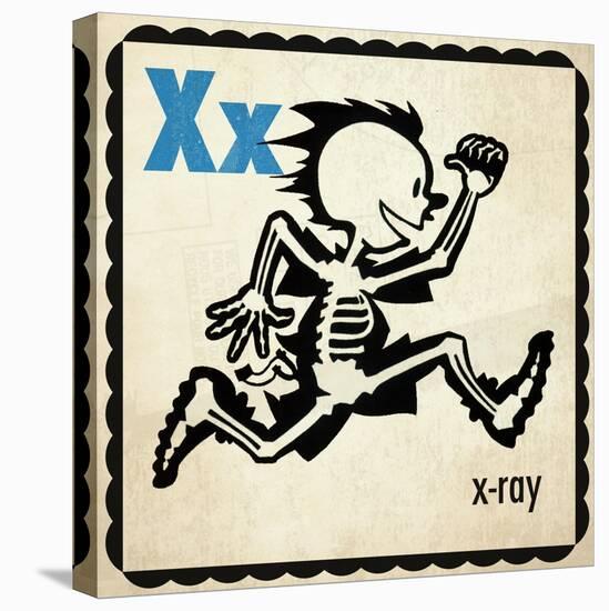 Vintage ABC- X-null-Stretched Canvas