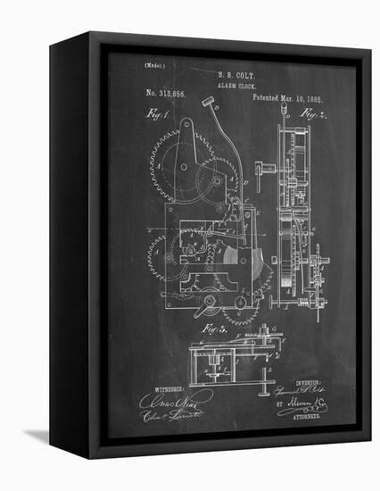 Vintage Alarm Clock Patent 1885-null-Framed Stretched Canvas