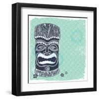 Vintage Aloha Tiki Illustration-transiastock-Framed Art Print