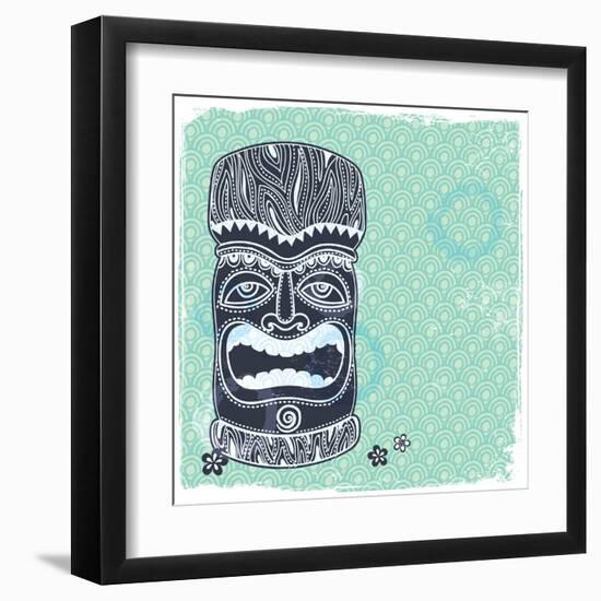 Vintage Aloha Tiki Illustration-transiastock-Framed Art Print