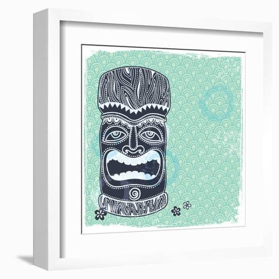 Vintage Aloha Tiki Illustration-transiastock-Framed Art Print