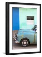 Vintage American Car Parked in Front of the Green and Blue Walls of a Colonial Building-Lee Frost-Framed Photographic Print