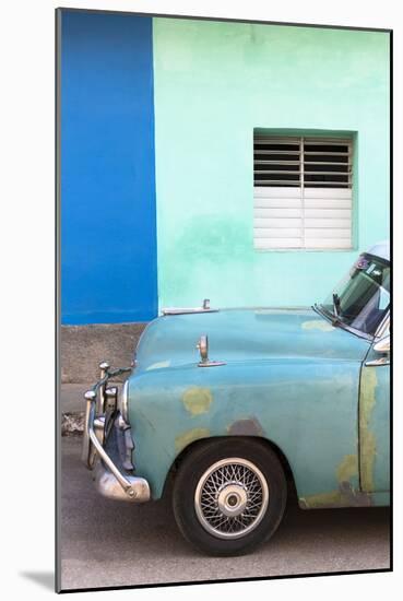 Vintage American Car Parked in Front of the Green and Blue Walls of a Colonial Building-Lee Frost-Mounted Photographic Print