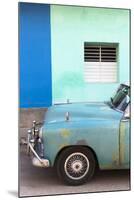 Vintage American Car Parked in Front of the Green and Blue Walls of a Colonial Building-Lee Frost-Mounted Photographic Print