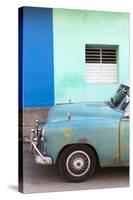 Vintage American Car Parked in Front of the Green and Blue Walls of a Colonial Building-Lee Frost-Stretched Canvas