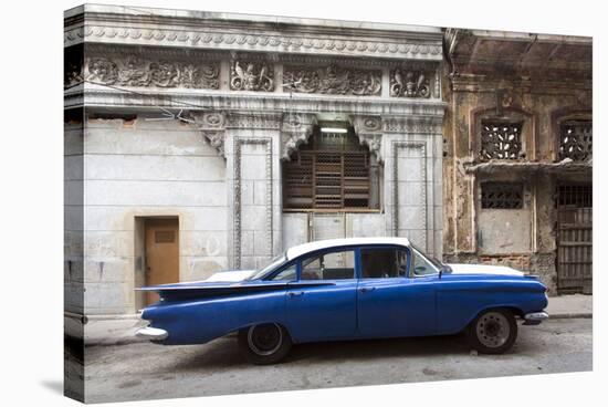 Vintage American Car Parked on a Street in Havana Centro, Havana, Cuba-Lee Frost-Stretched Canvas