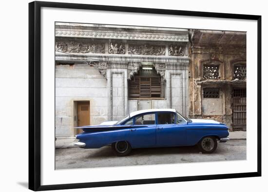 Vintage American Car Parked on a Street in Havana Centro, Havana, Cuba-Lee Frost-Framed Photographic Print