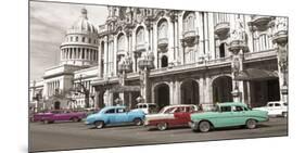 Vintage American cars in Havana, Cuba-null-Mounted Art Print