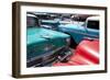 Vintage American Cars Parked on a Street in Havana Centro-Lee Frost-Framed Photographic Print